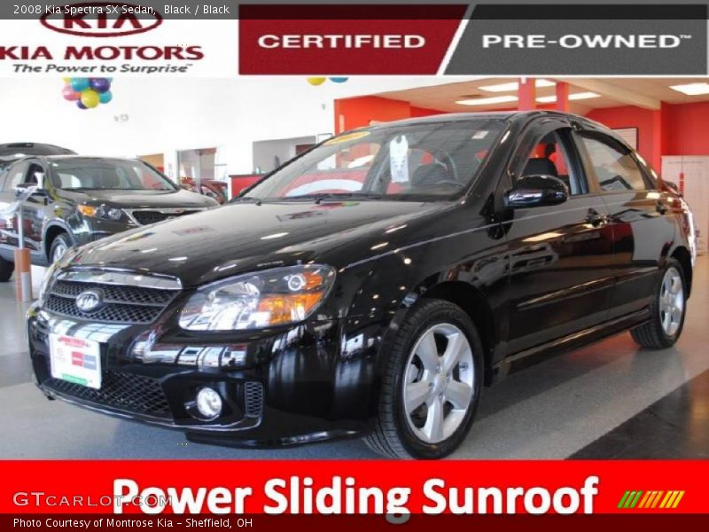 Black / Black 2008 Kia Spectra SX Sedan