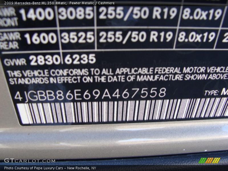 Pewter Metallic / Cashmere 2009 Mercedes-Benz ML 350 4Matic