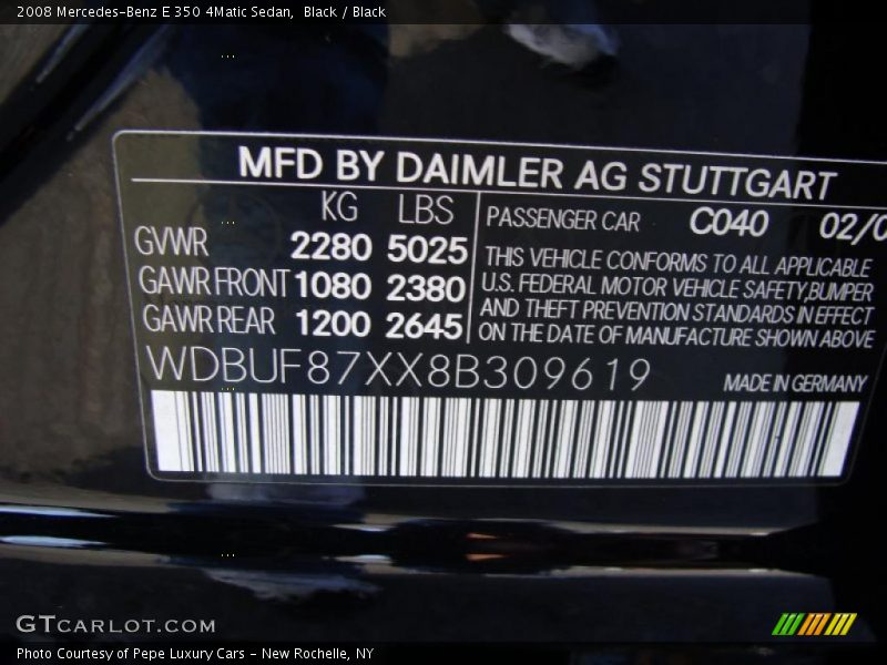 Black / Black 2008 Mercedes-Benz E 350 4Matic Sedan