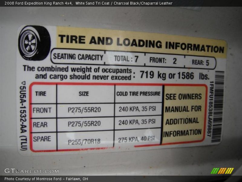 White Sand Tri Coat / Charcoal Black/Chaparral Leather 2008 Ford Expedition King Ranch 4x4