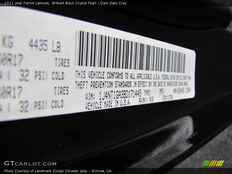 Brilliant Black Crystal Pearl / Dark Slate Gray 2011 Jeep Patriot Latitude