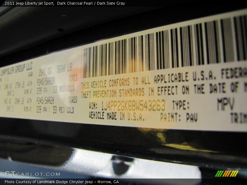 Dark Charcoal Pearl / Dark Slate Gray 2011 Jeep Liberty Jet Sport