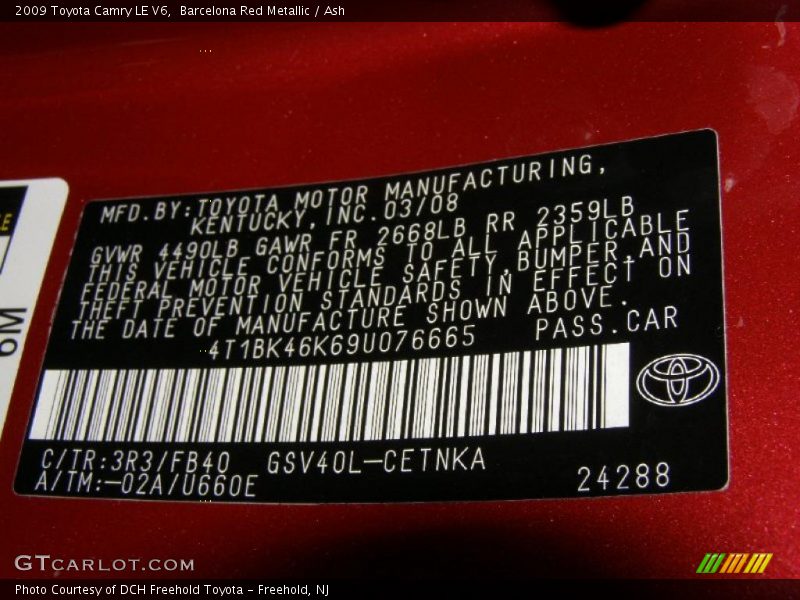 Barcelona Red Metallic / Ash 2009 Toyota Camry LE V6
