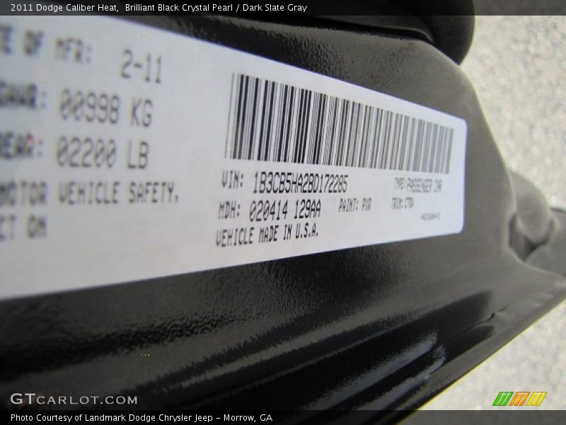 Brilliant Black Crystal Pearl / Dark Slate Gray 2011 Dodge Caliber Heat