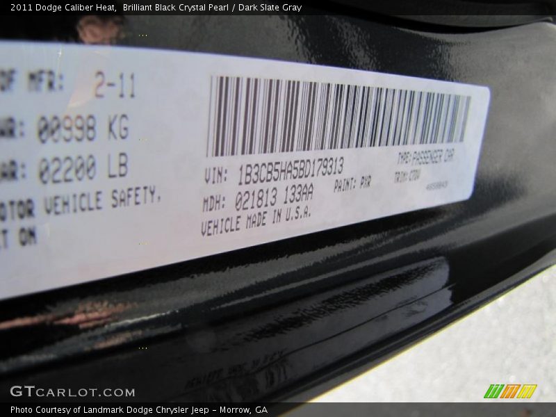 Brilliant Black Crystal Pearl / Dark Slate Gray 2011 Dodge Caliber Heat