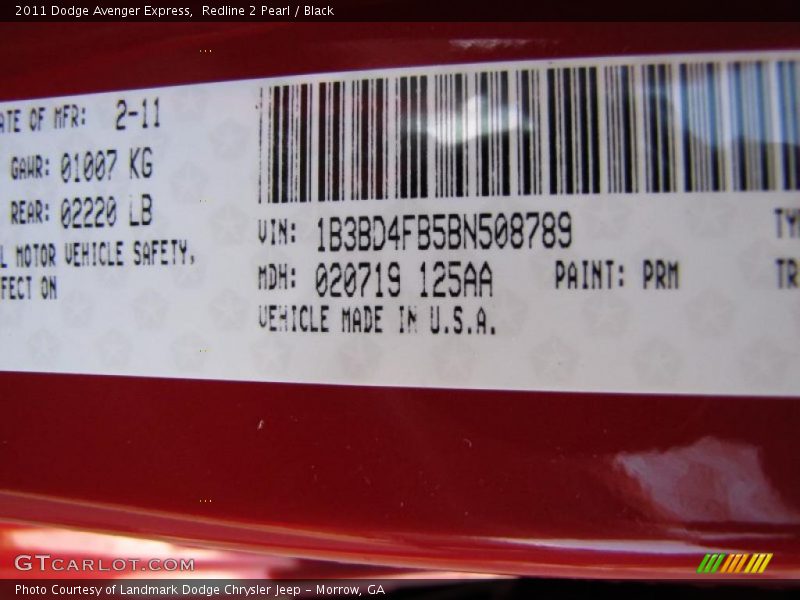 Redline 2 Pearl / Black 2011 Dodge Avenger Express