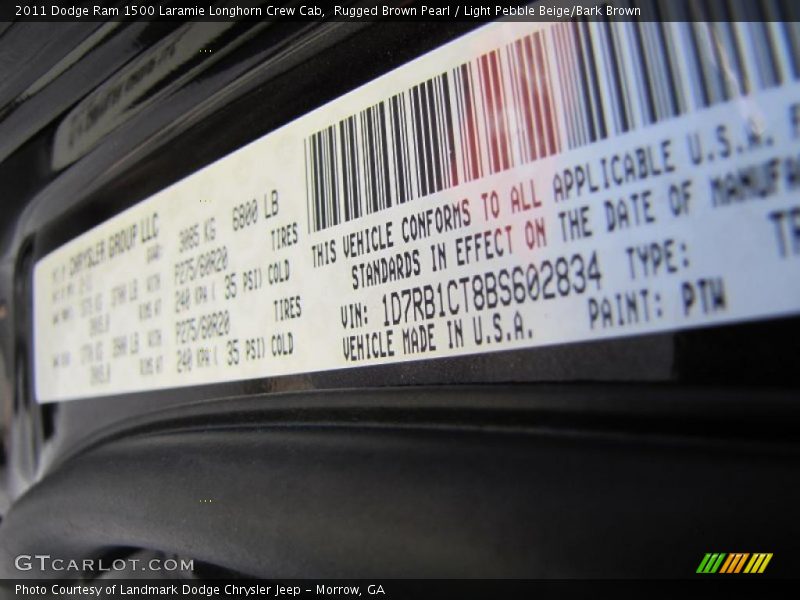 Rugged Brown Pearl / Light Pebble Beige/Bark Brown 2011 Dodge Ram 1500 Laramie Longhorn Crew Cab