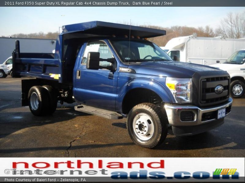 Dark Blue Pearl / Steel 2011 Ford F350 Super Duty XL Regular Cab 4x4 Chassis Dump Truck