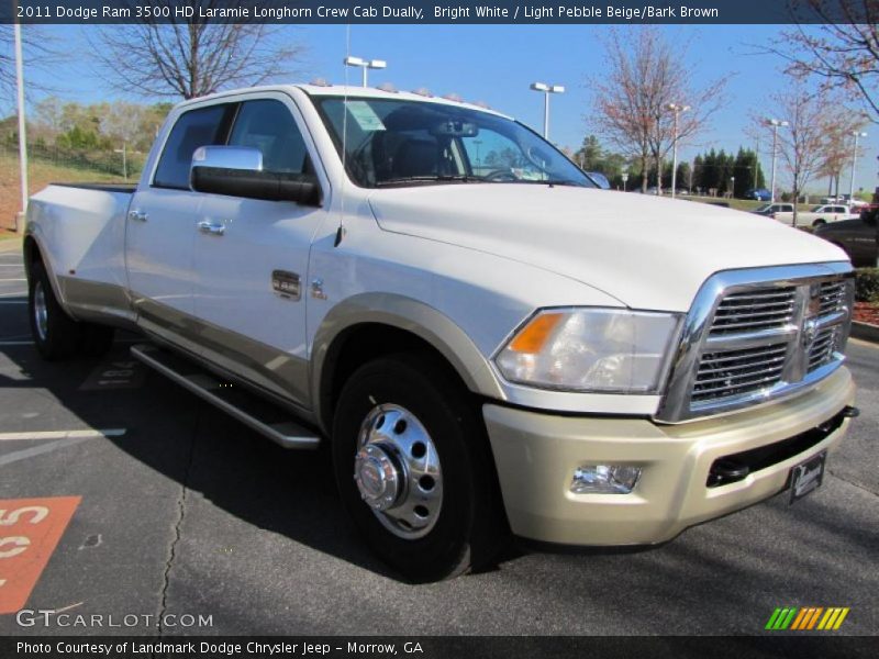 Bright White / Light Pebble Beige/Bark Brown 2011 Dodge Ram 3500 HD Laramie Longhorn Crew Cab Dually