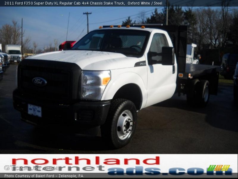 Oxford White / Steel 2011 Ford F350 Super Duty XL Regular Cab 4x4 Chassis Stake Truck