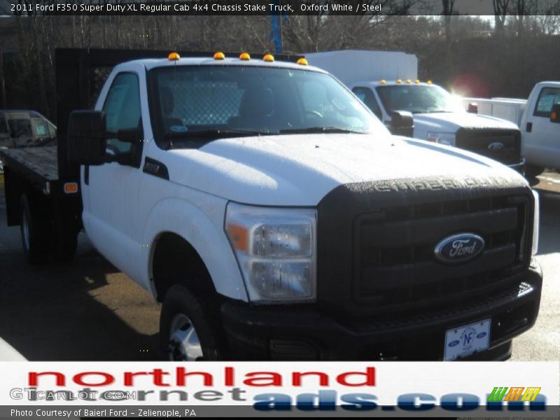 Oxford White / Steel 2011 Ford F350 Super Duty XL Regular Cab 4x4 Chassis Stake Truck