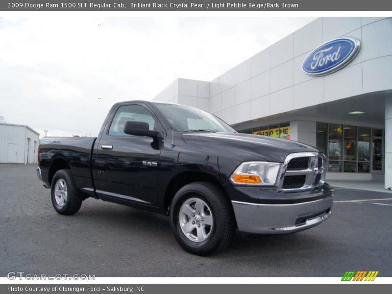 Brilliant Black Crystal Pearl / Light Pebble Beige/Bark Brown 2009 Dodge Ram 1500 SLT Regular Cab