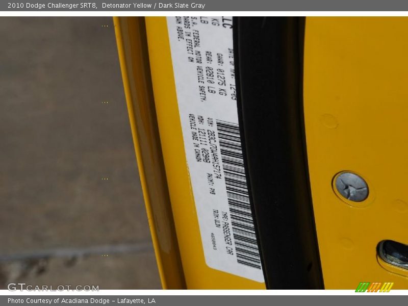 2010 Challenger SRT8 Detonator Yellow Color Code PYB