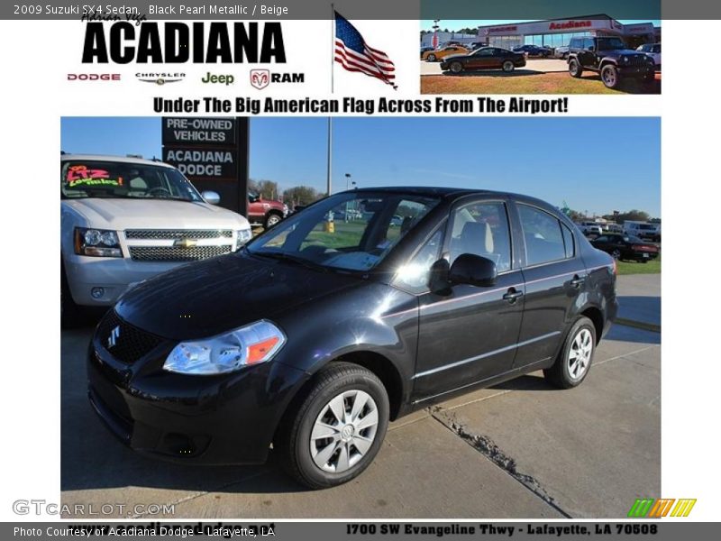 Black Pearl Metallic / Beige 2009 Suzuki SX4 Sedan