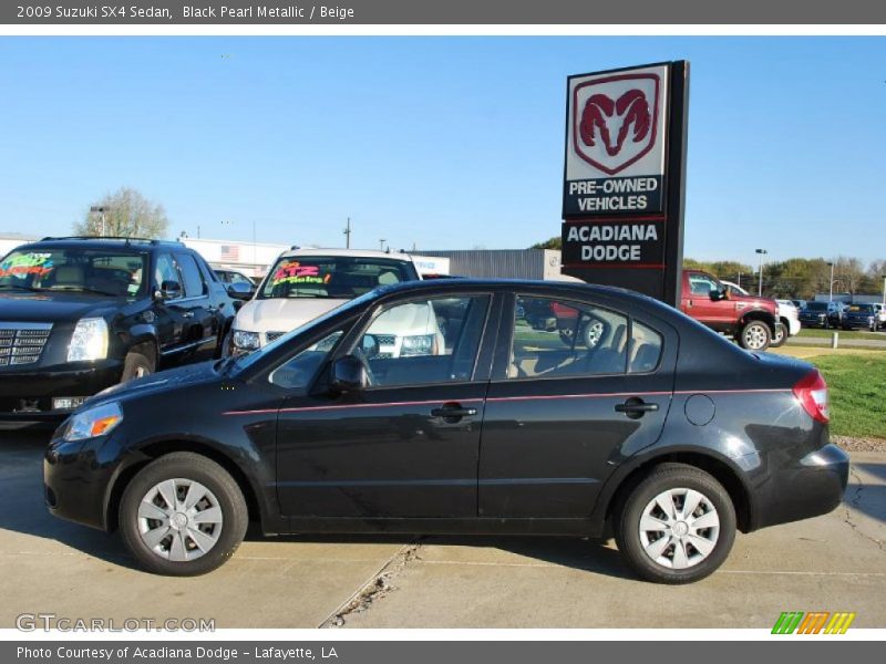 Black Pearl Metallic / Beige 2009 Suzuki SX4 Sedan