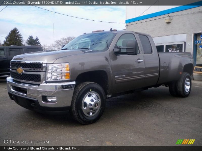 Mocha Steel Metallic / Ebony 2011 Chevrolet Silverado 3500HD LT Extended Cab 4x4 Dually