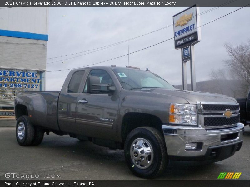 Mocha Steel Metallic / Ebony 2011 Chevrolet Silverado 3500HD LT Extended Cab 4x4 Dually