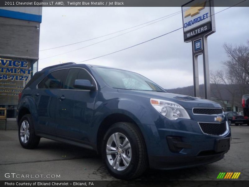 Twilight Blue Metallic / Jet Black 2011 Chevrolet Equinox LT AWD