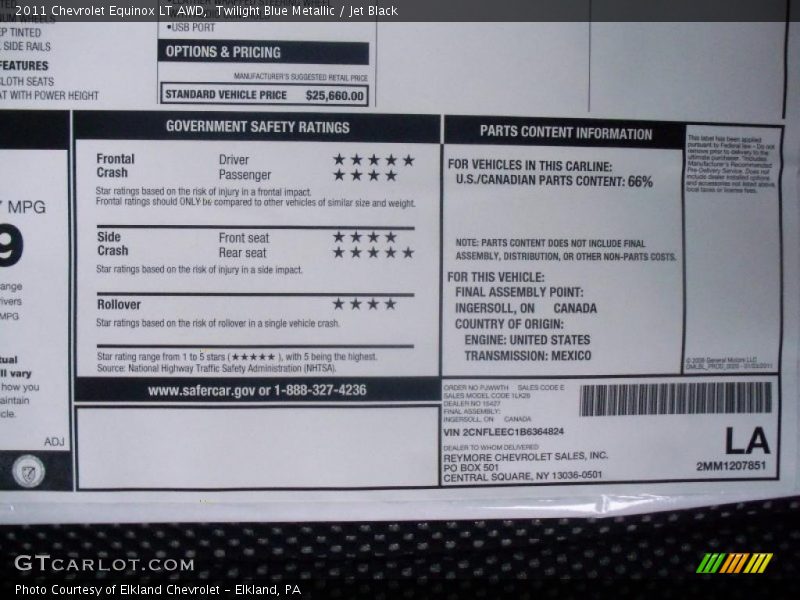 Twilight Blue Metallic / Jet Black 2011 Chevrolet Equinox LT AWD