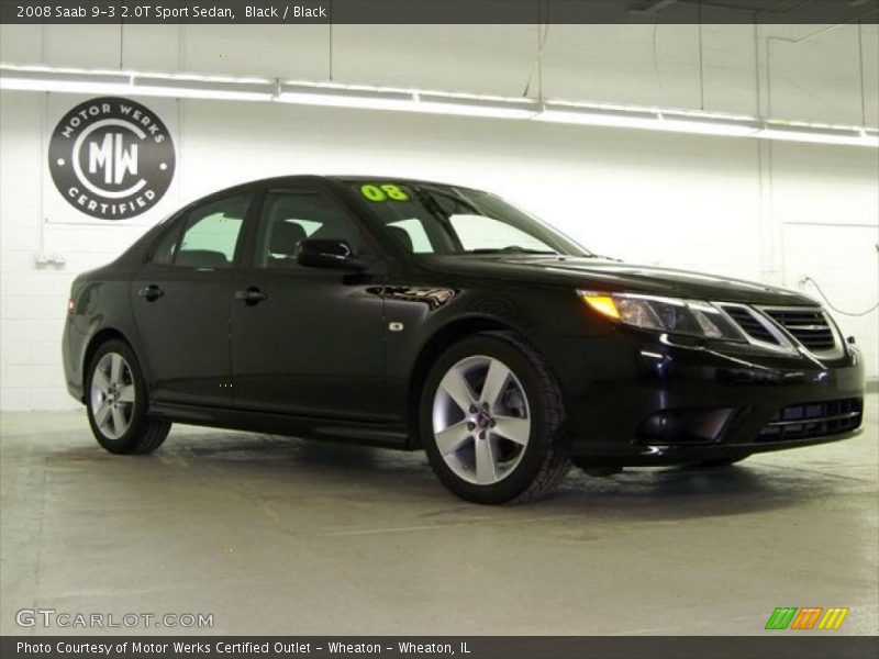 Black / Black 2008 Saab 9-3 2.0T Sport Sedan