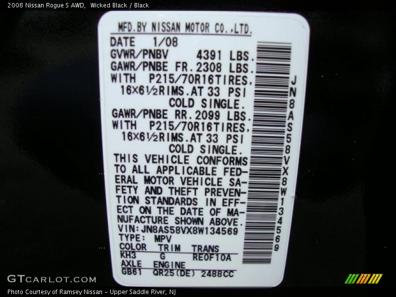 Wicked Black / Black 2008 Nissan Rogue S AWD