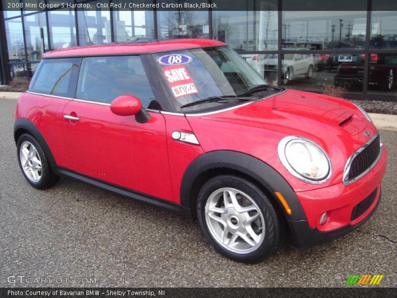 Chili Red / Checkered Carbon Black/Black 2008 Mini Cooper S Hardtop