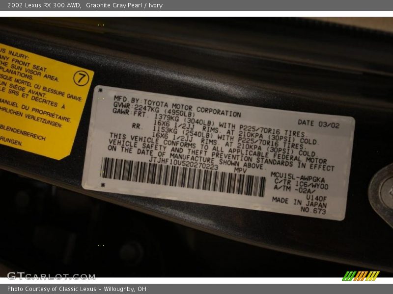 Graphite Gray Pearl / Ivory 2002 Lexus RX 300 AWD