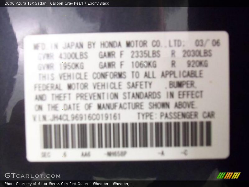 Carbon Gray Pearl / Ebony Black 2006 Acura TSX Sedan