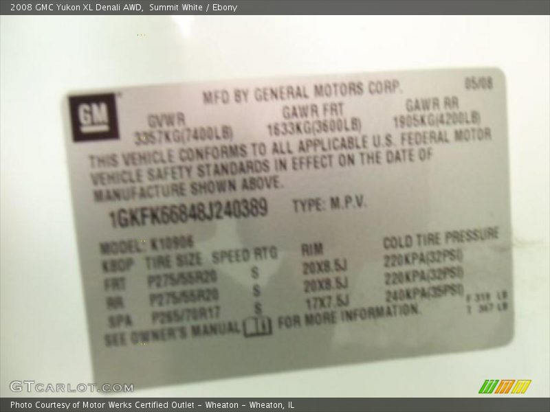 Summit White / Ebony 2008 GMC Yukon XL Denali AWD