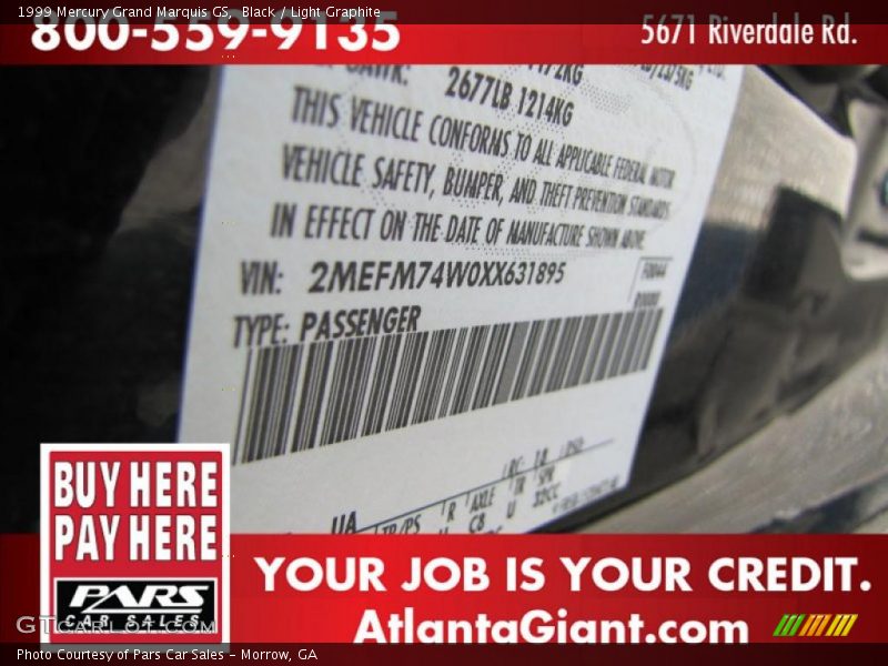 Black / Light Graphite 1999 Mercury Grand Marquis GS