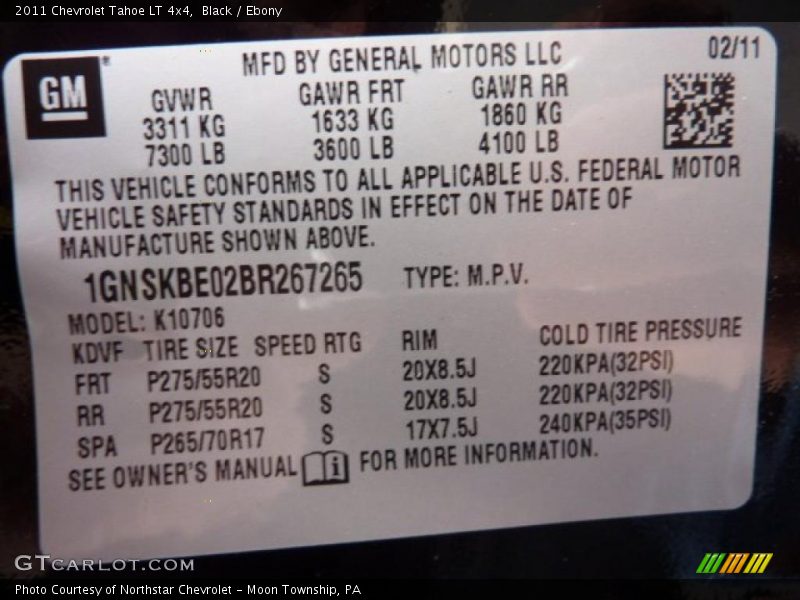 Black / Ebony 2011 Chevrolet Tahoe LT 4x4