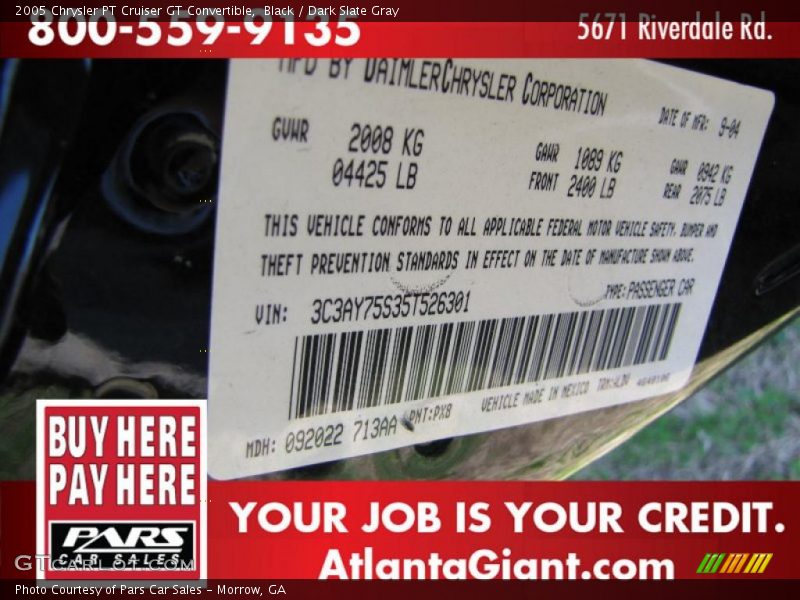 Black / Dark Slate Gray 2005 Chrysler PT Cruiser GT Convertible