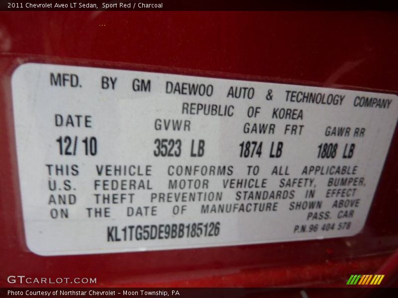 Sport Red / Charcoal 2011 Chevrolet Aveo LT Sedan