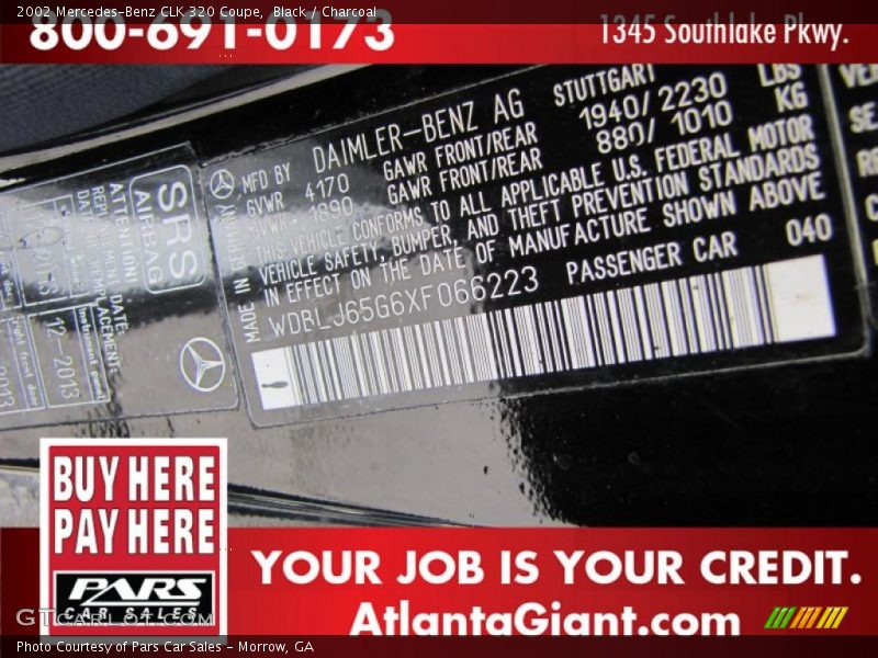 Black / Charcoal 2002 Mercedes-Benz CLK 320 Coupe