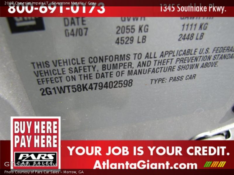Silverstone Metallic / Gray 2007 Chevrolet Impala LT