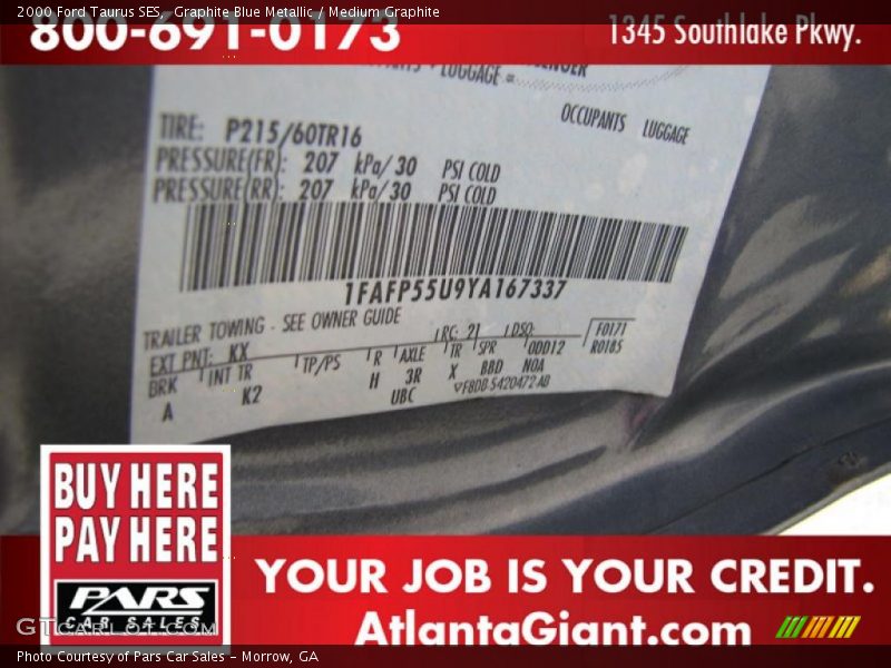 Graphite Blue Metallic / Medium Graphite 2000 Ford Taurus SES