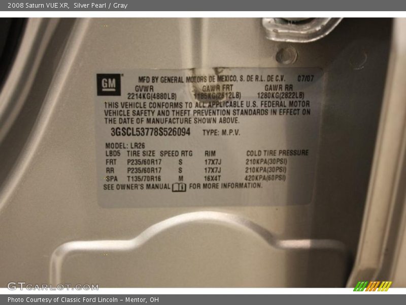 Silver Pearl / Gray 2008 Saturn VUE XR