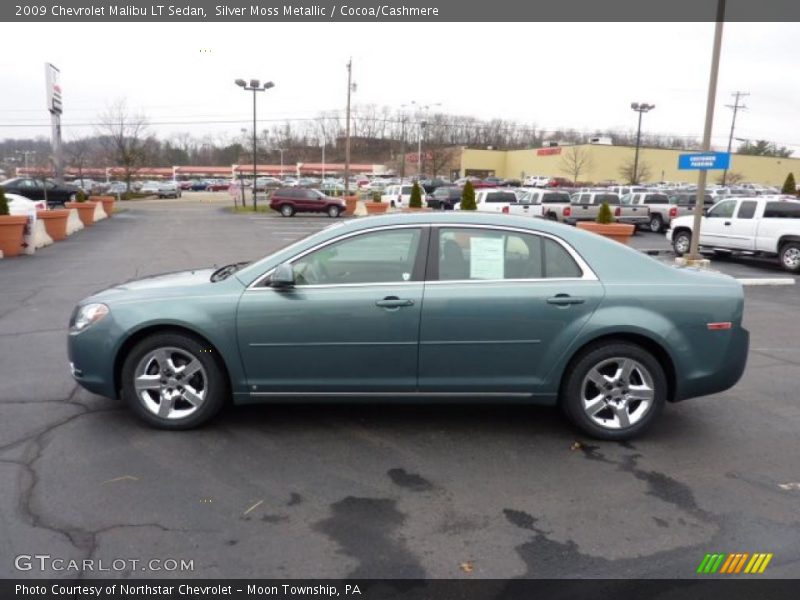 Silver Moss Metallic / Cocoa/Cashmere 2009 Chevrolet Malibu LT Sedan
