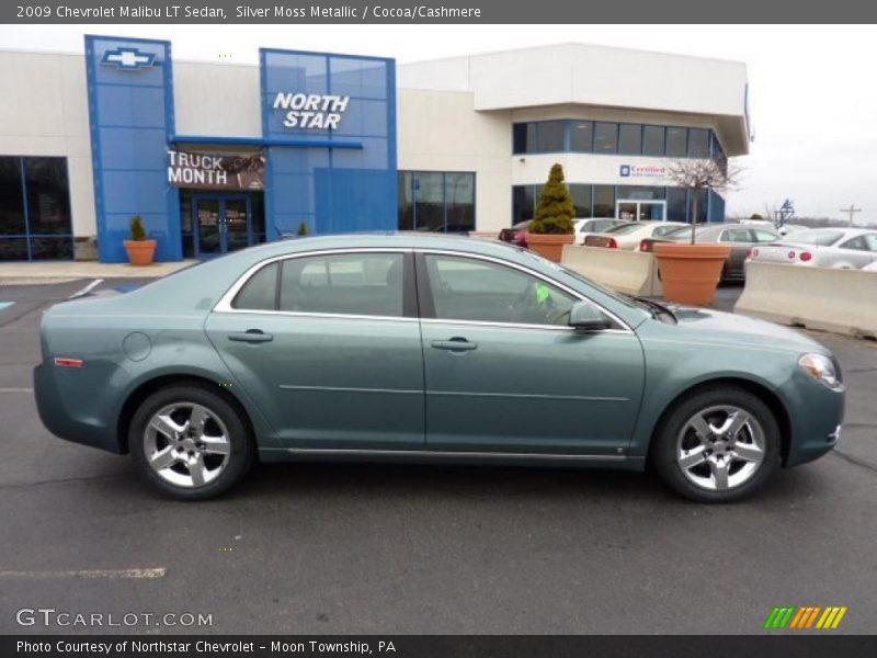 Silver Moss Metallic / Cocoa/Cashmere 2009 Chevrolet Malibu LT Sedan