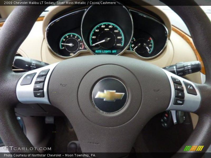 Silver Moss Metallic / Cocoa/Cashmere 2009 Chevrolet Malibu LT Sedan