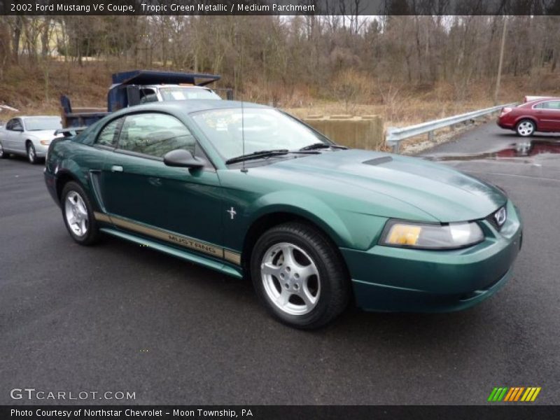 Tropic Green Metallic / Medium Parchment 2002 Ford Mustang V6 Coupe