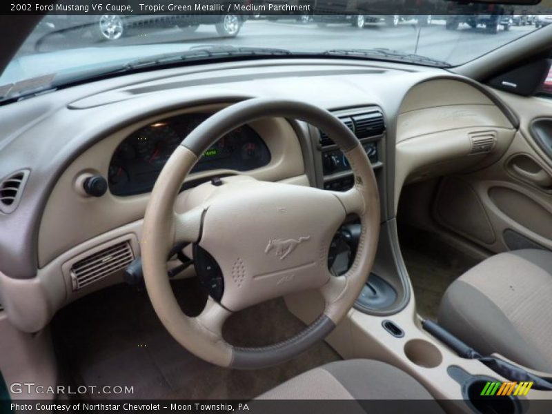 Tropic Green Metallic / Medium Parchment 2002 Ford Mustang V6 Coupe