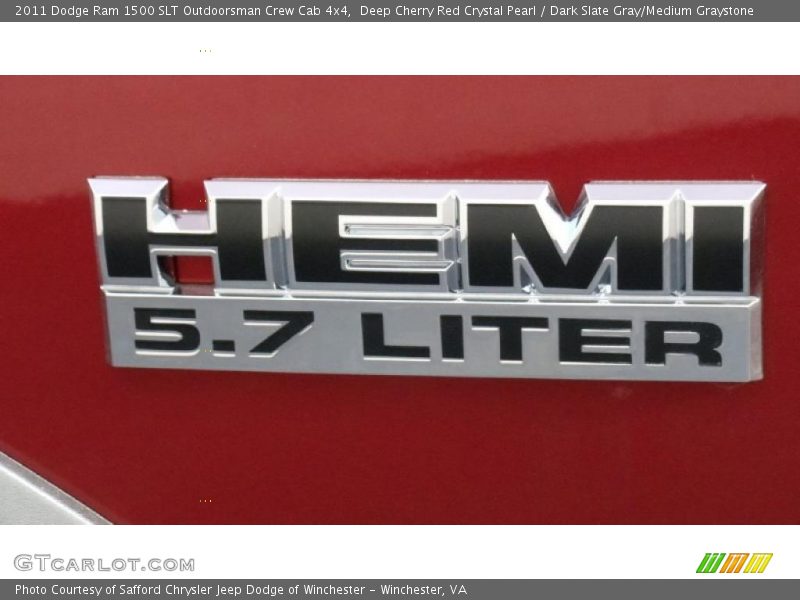 Deep Cherry Red Crystal Pearl / Dark Slate Gray/Medium Graystone 2011 Dodge Ram 1500 SLT Outdoorsman Crew Cab 4x4