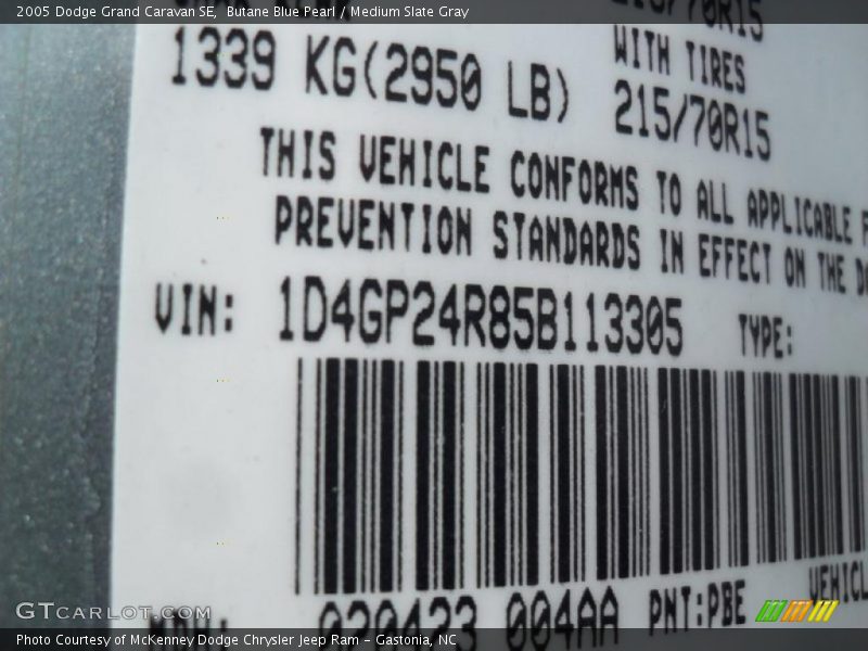 Butane Blue Pearl / Medium Slate Gray 2005 Dodge Grand Caravan SE