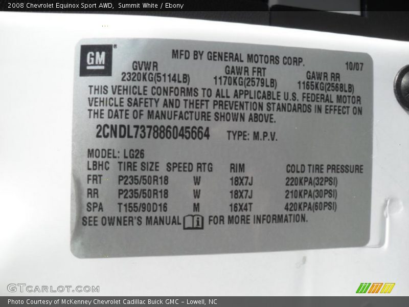 Summit White / Ebony 2008 Chevrolet Equinox Sport AWD
