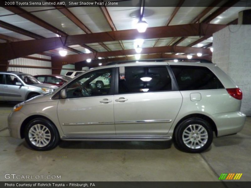 Silver Shadow Pearl / Stone 2008 Toyota Sienna Limited AWD