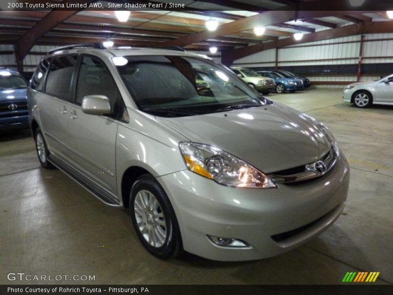 Silver Shadow Pearl / Stone 2008 Toyota Sienna Limited AWD