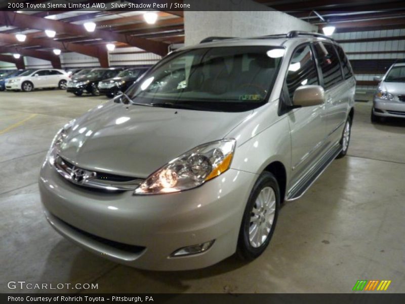 Silver Shadow Pearl / Stone 2008 Toyota Sienna Limited AWD