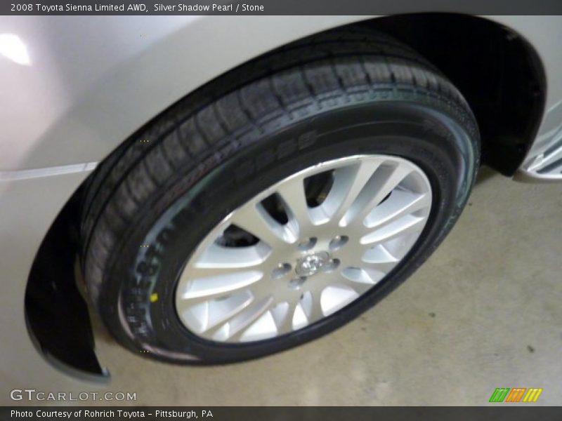 Silver Shadow Pearl / Stone 2008 Toyota Sienna Limited AWD