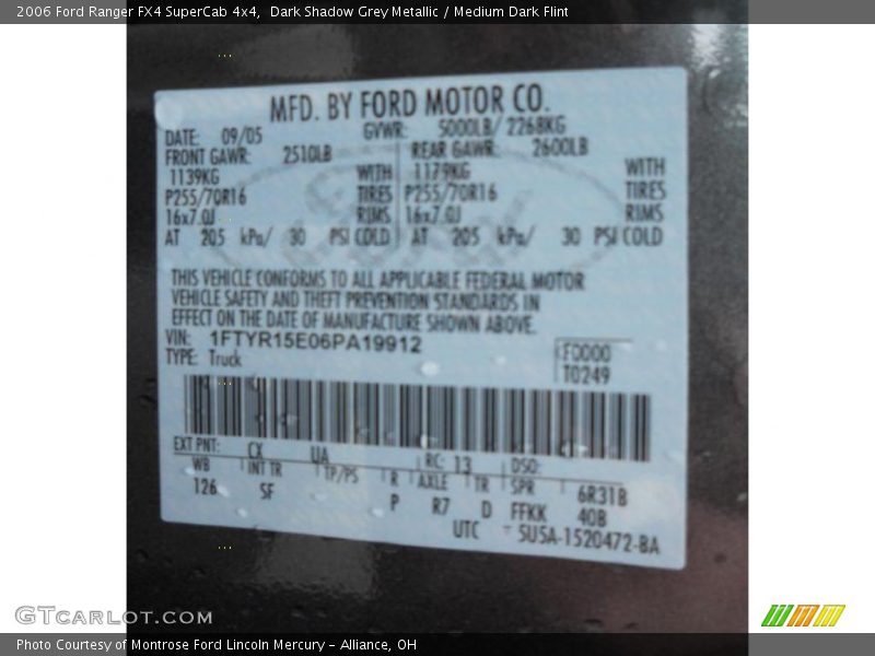 Dark Shadow Grey Metallic / Medium Dark Flint 2006 Ford Ranger FX4 SuperCab 4x4